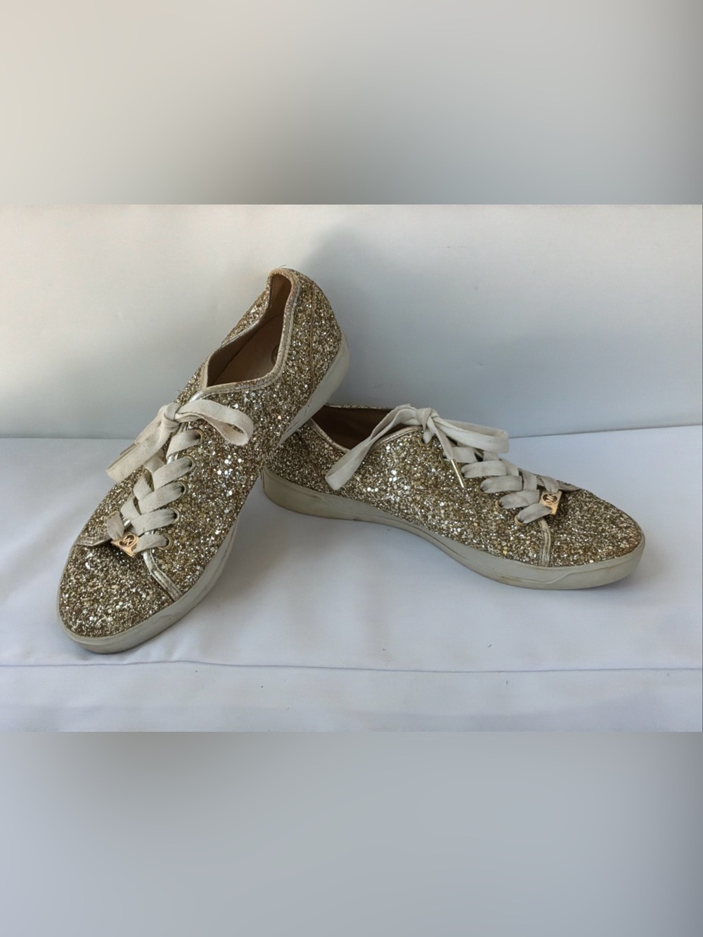 Michael Kors Gold Ladies Glitter Trainers / Sneakers Size 8.5